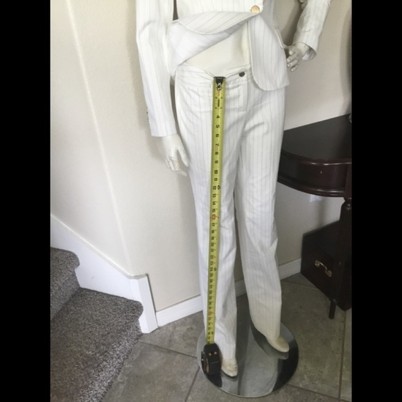 BODY BY VICTORIA " The Christie Fit"  WOMEN’S 2 PC WHITE PINSTRIPE  POWERSUIT - Picture 5 of 15